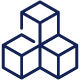 Interconnected blocks icon representing modular structure and system integration